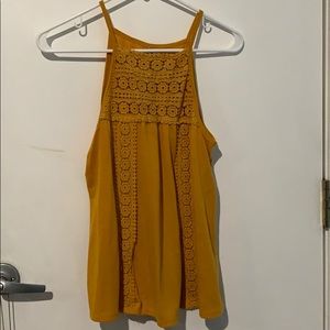 high neck mustard yellow tank top